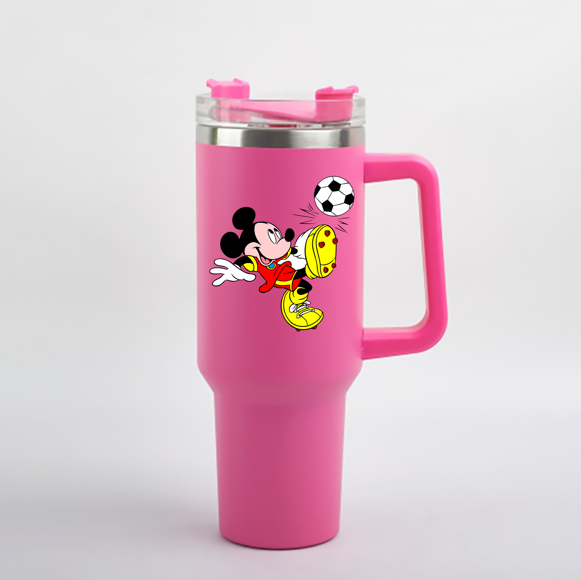 （画像用） ミッキーマウス Mickey Mouse 1200mL車用タンブラー - クリスタルステッカー（プラスチックストロー付き）